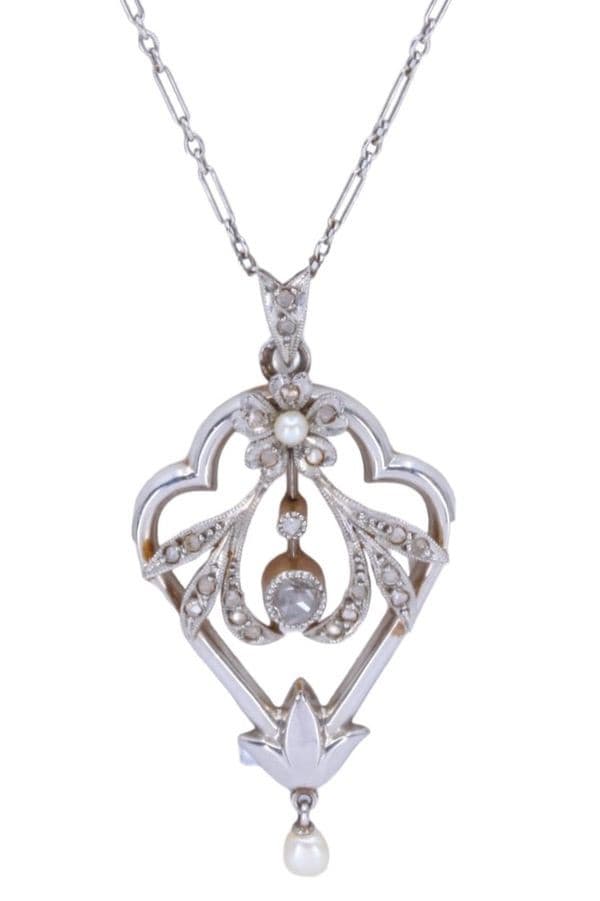 COLLIER ART-DÉCO PERLE ET DIAMANTS — vue 3