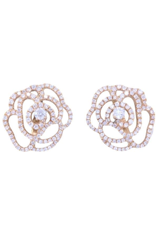 BOUCLES D'OREILLES ROSES DIAMANTÉES — vue 1