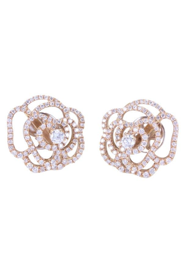 BOUCLES D'OREILLES ROSES DIAMANTÉES — vue 3