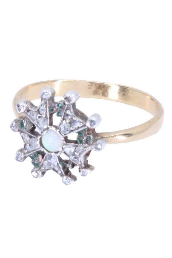 BAGUE ANCIENNE OPALE ET DIAMANTS — vue 6