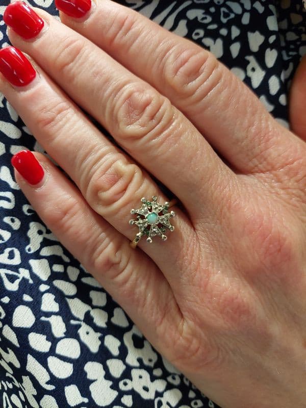 BAGUE ANCIENNE OPALE ET DIAMANTS — vue 2