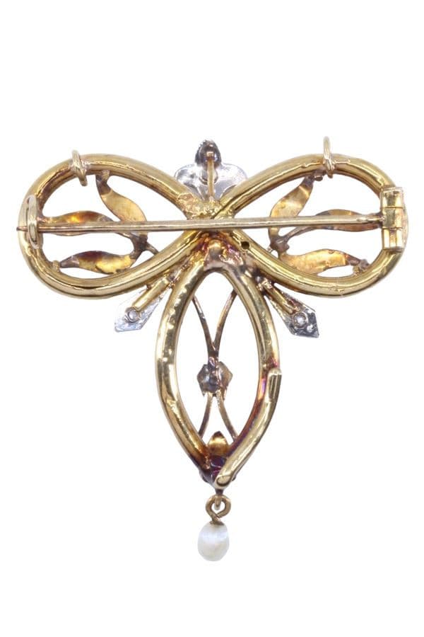 BROCHE ANCIENNE PERLES ET DIAMANTS — vue 3
