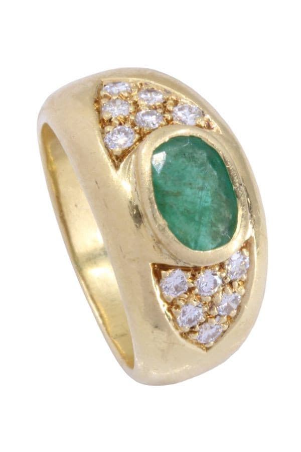 BAGUE JONC ÉMERAUDE ET DIAMANTS — vue 4