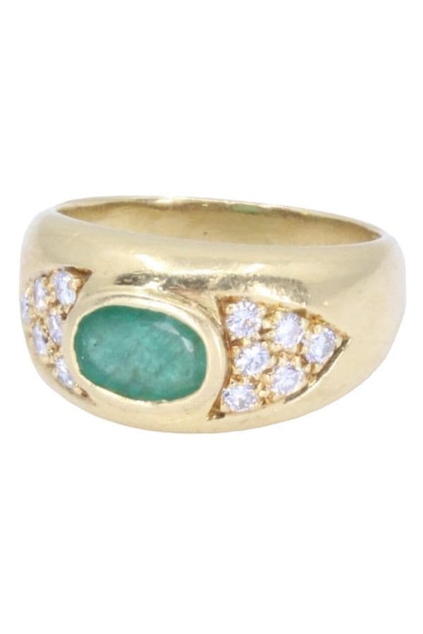BAGUE JONC ÉMERAUDE ET DIAMANTS — vue 6