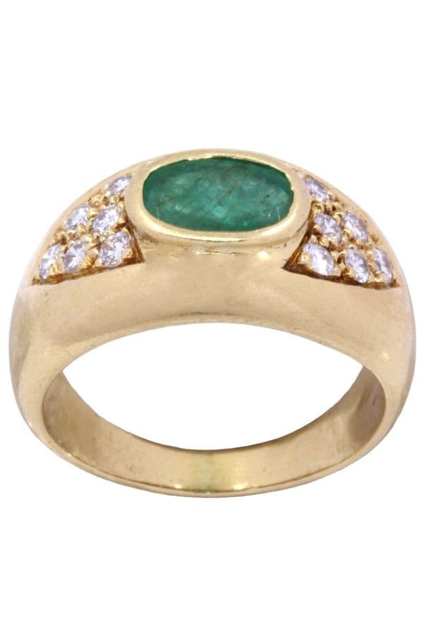 BAGUE JONC ÉMERAUDE ET DIAMANTS — vue 1