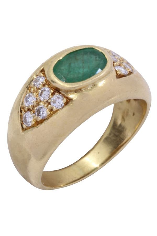 BAGUE JONC ÉMERAUDE ET DIAMANTS — vue 3