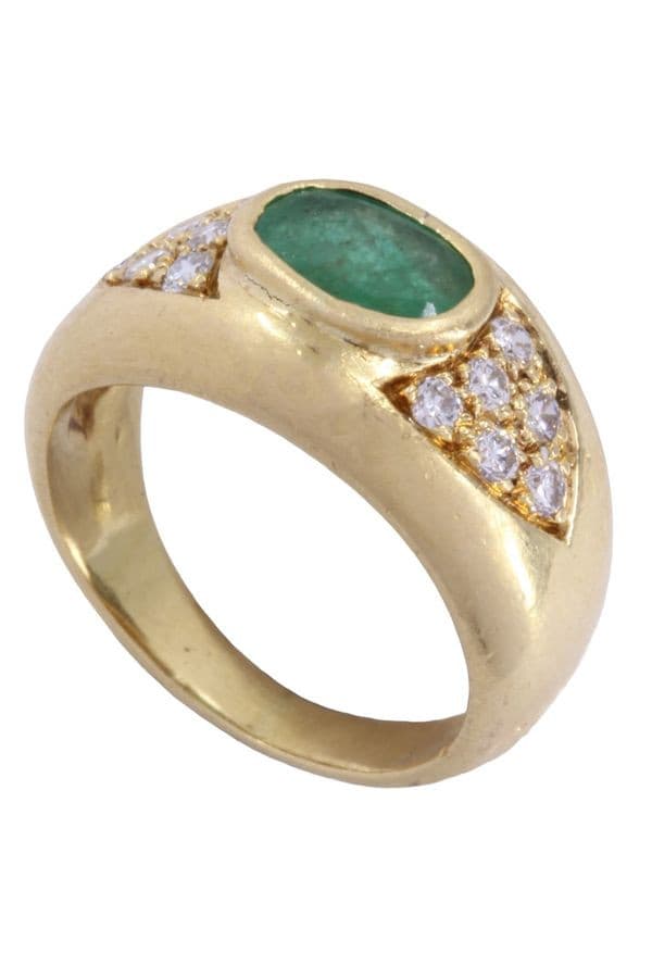 BAGUE JONC ÉMERAUDE ET DIAMANTS — vue 5