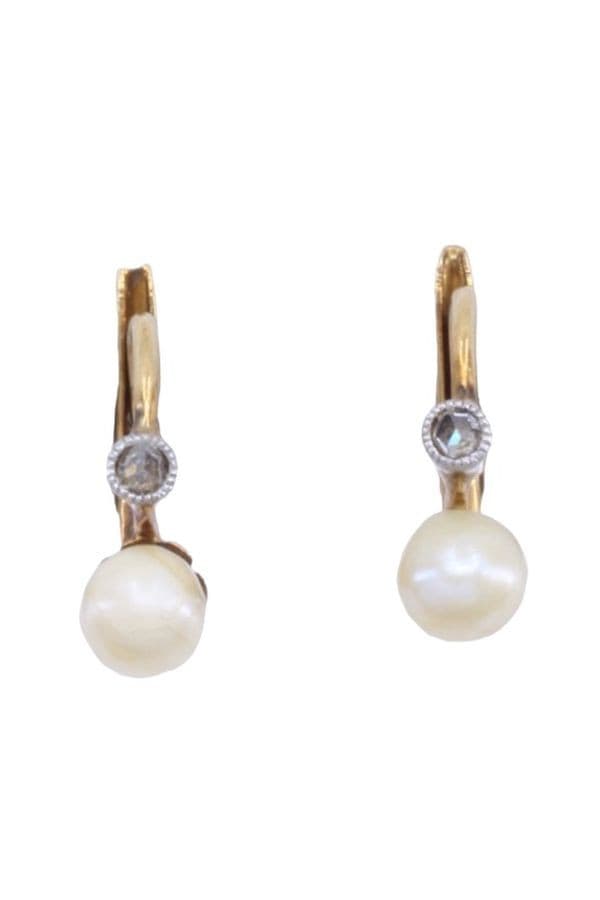 DORMEUSES ANCIENNE PERLES ET DIAMANTS — vue 1