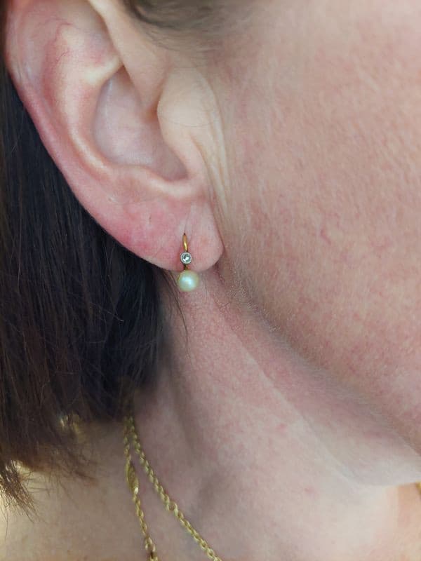 DORMEUSES ANCIENNE PERLES ET DIAMANTS — vue 2