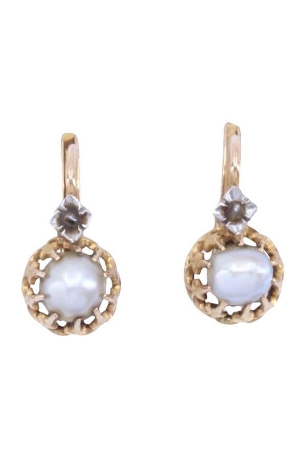 DORMEUSES ANCIENNES PERLES ET DIAMANTS — vue 1