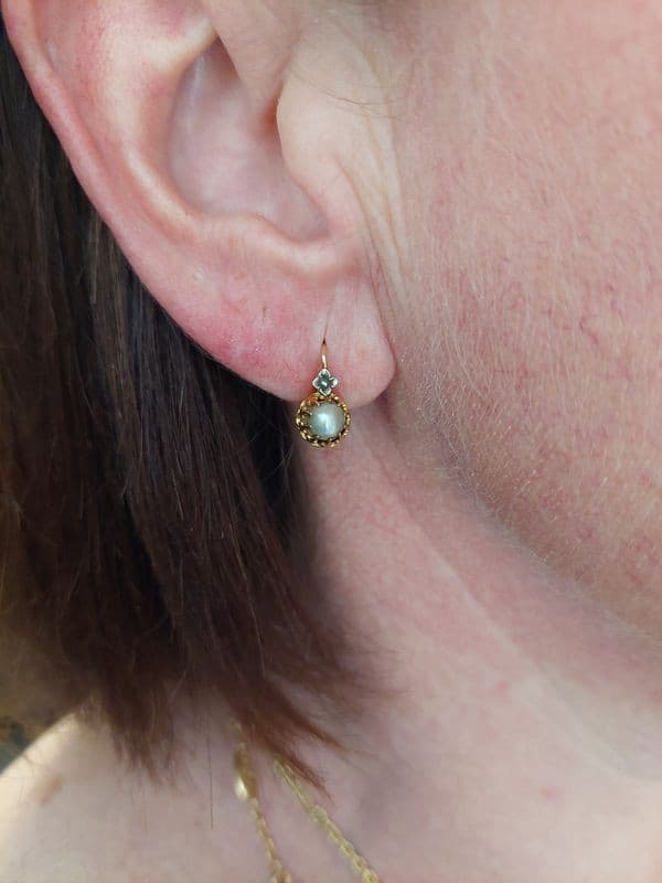 DORMEUSES ANCIENNES PERLES ET DIAMANTS — vue 2