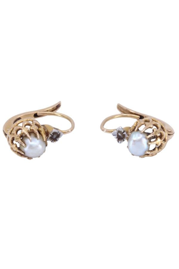 DORMEUSES ANCIENNES PERLES ET DIAMANTS — vue 3