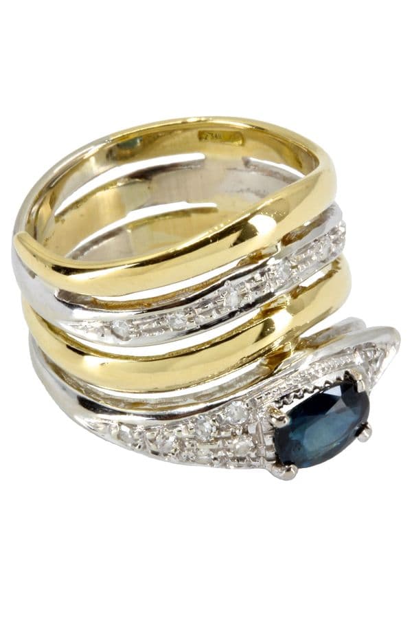 BAGUE SERPENT SAPHIR ET DIAMANTS — vue 2