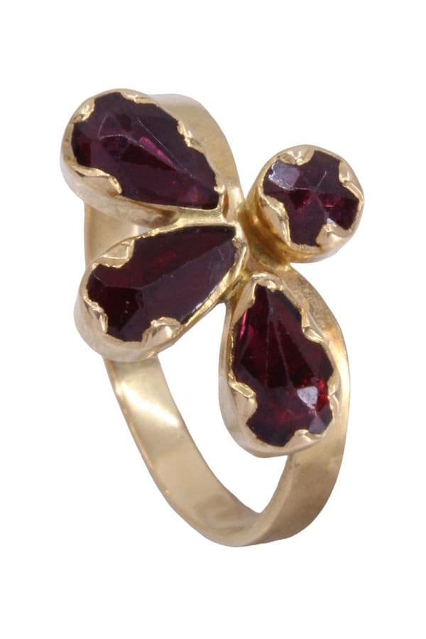 BAGUE ANCIENNE GRENATS DE PERPIGNAN — vue 4