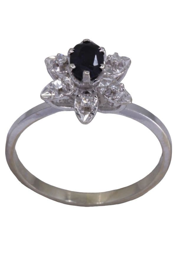 BAGUE FLEUR SAPHIR ET DIAMANTS — vue 1