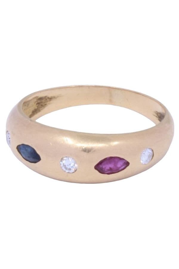 BAGUE JONC RUBIS SAPHIR ET DIAMANTS — vue 6