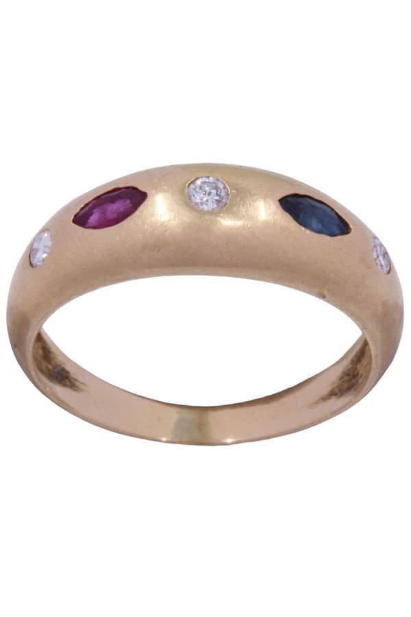 BAGUE JONC RUBIS SAPHIR ET DIAMANTS — vue 1
