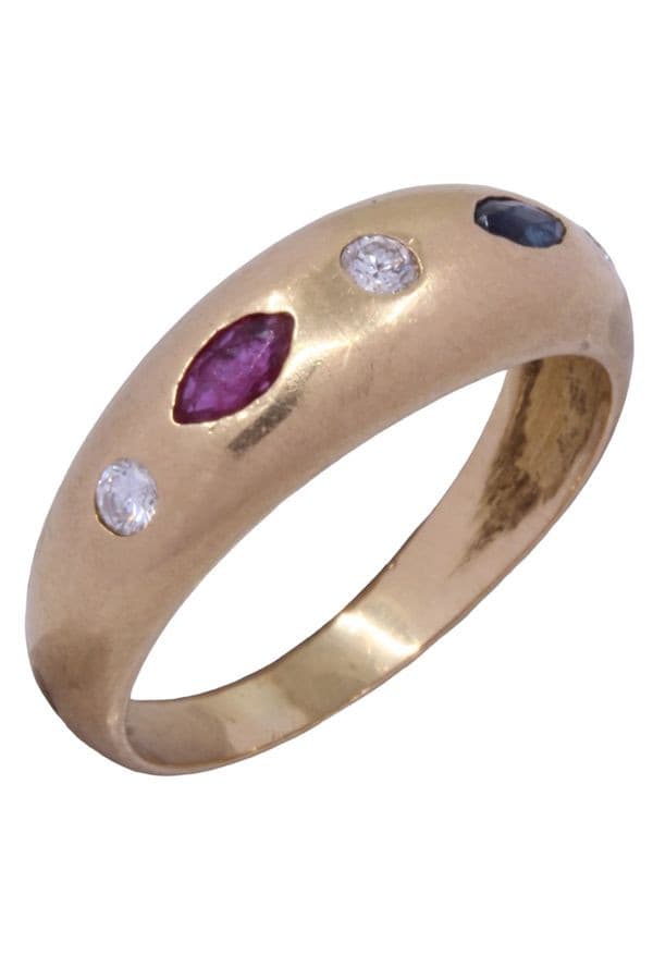BAGUE JONC RUBIS SAPHIR ET DIAMANTS — vue 3