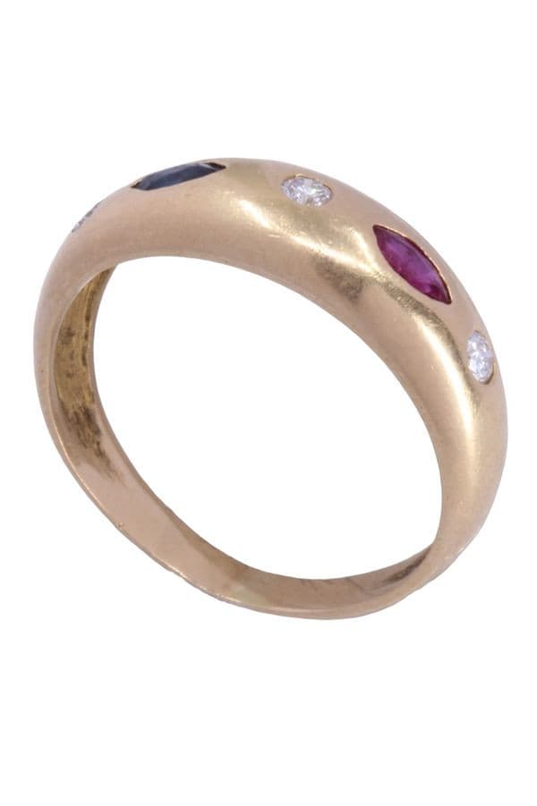 BAGUE JONC RUBIS SAPHIR ET DIAMANTS — vue 5