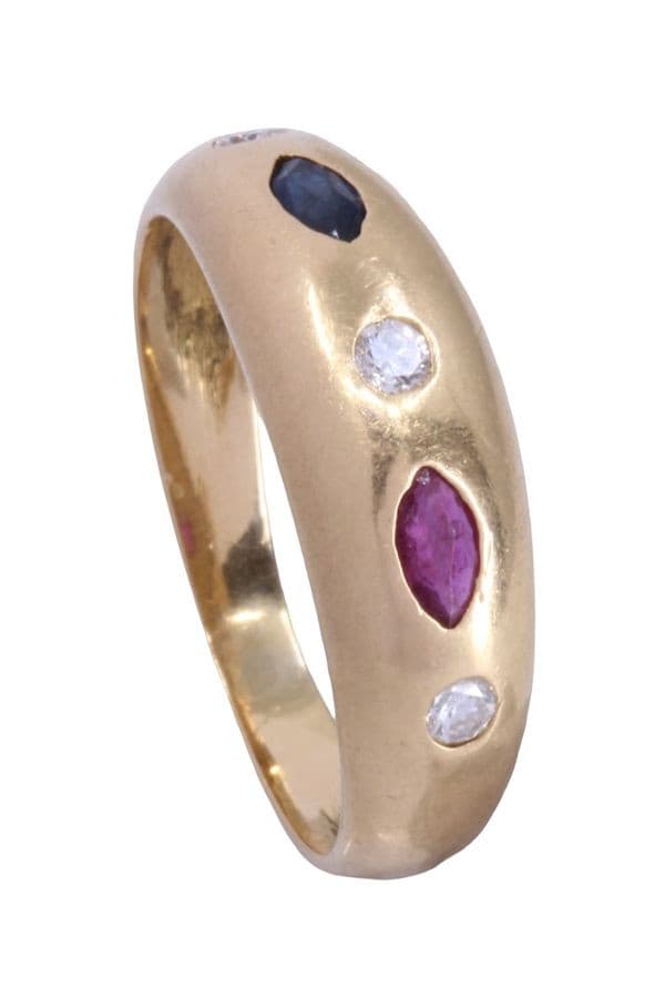 BAGUE JONC RUBIS SAPHIR ET DIAMANTS — vue 4