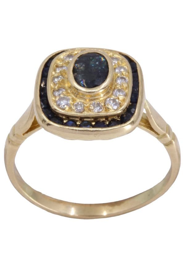 BAGUE MODERNE SAPHIRS ET DIAMANTS — vue 1