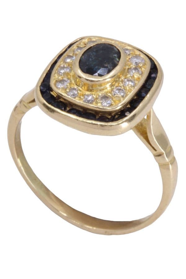 BAGUE MODERNE SAPHIRS ET DIAMANTS — vue 3
