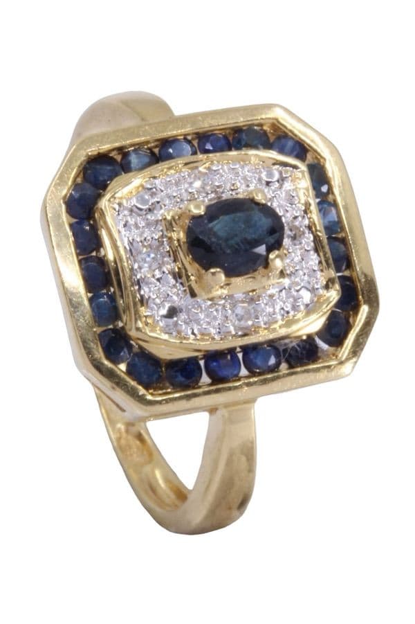 BAGUE MODERNE SAPHIRS ET DIAMANTS — vue 3