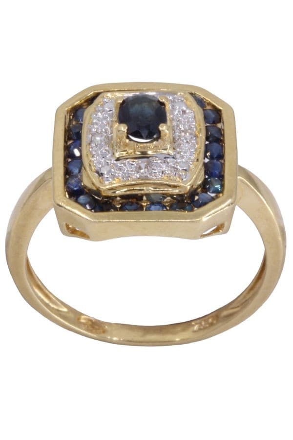 BAGUE MODERNE SAPHIRS ET DIAMANTS — vue 1