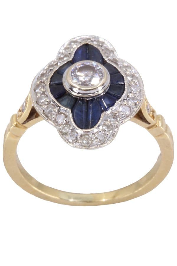 BAGUE MARQUISE SAPHIRS ET DIAMANTS — vue 1