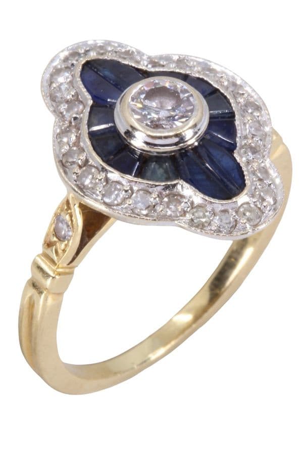 BAGUE MARQUISE SAPHIRS ET DIAMANTS — vue 3