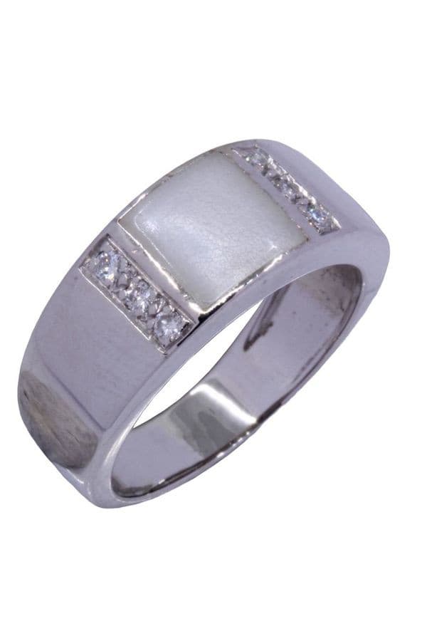 BAGUE NACRE ET DIAMANTS — vue 3