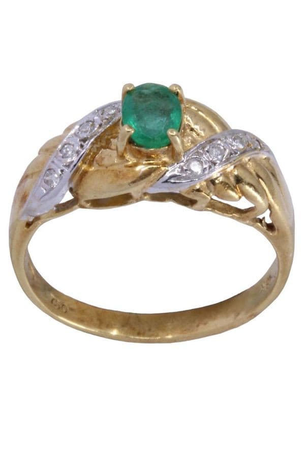 BAGUE ÉMERAUDE ET DIAMANTS — vue 1