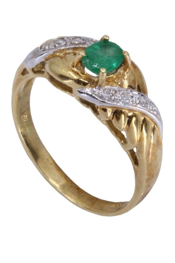 BAGUE ÉMERAUDE ET DIAMANTS — vue 3