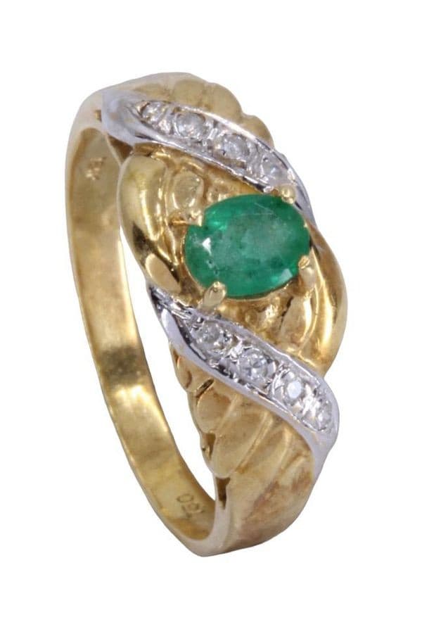 BAGUE ÉMERAUDE ET DIAMANTS — vue 4