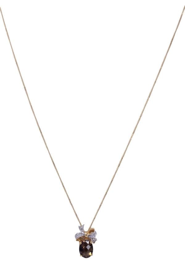 COLLIER QUARTZ FUMÉ ET DIAMANTS — vue 1