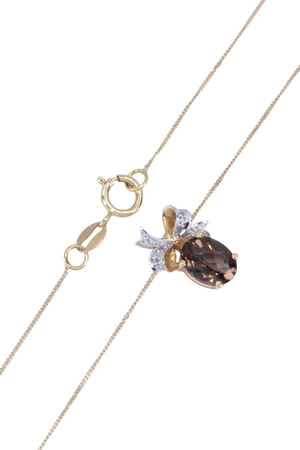 COLLIER QUARTZ FUMÉ ET DIAMANTS — vue 3