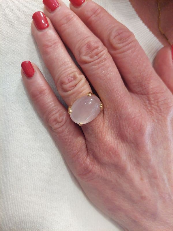 BAGUE QUARTZ ROSE — vue 2