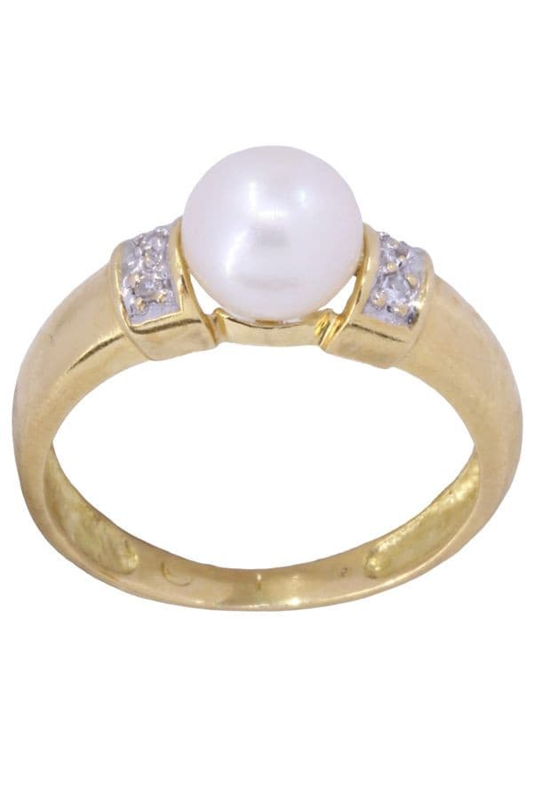 BAGUE PERLE ET DIAMANTS — vue 1