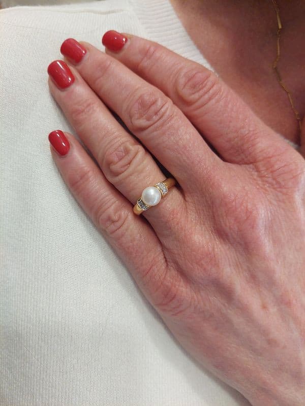 BAGUE PERLE ET DIAMANTS — vue 2