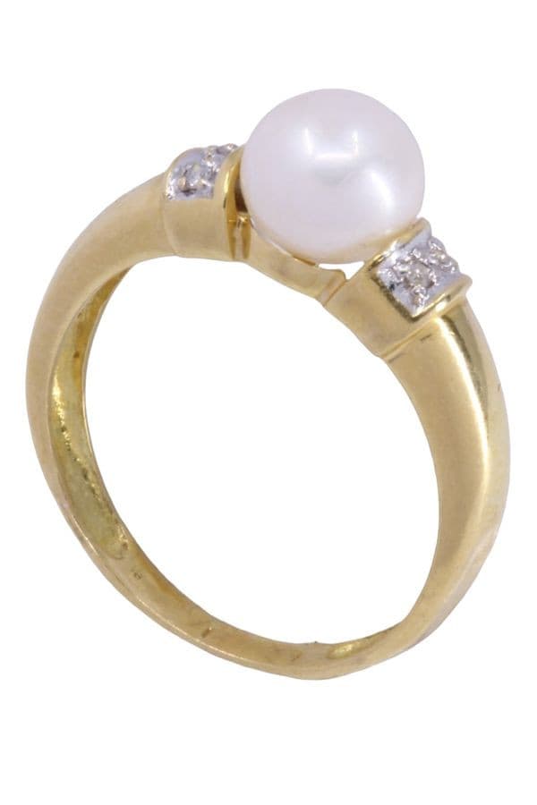BAGUE PERLE ET DIAMANTS — vue 4
