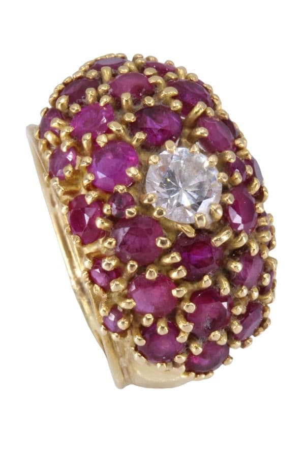 BAGUE DÔME RUBIS ET DIAMANT — vue 3