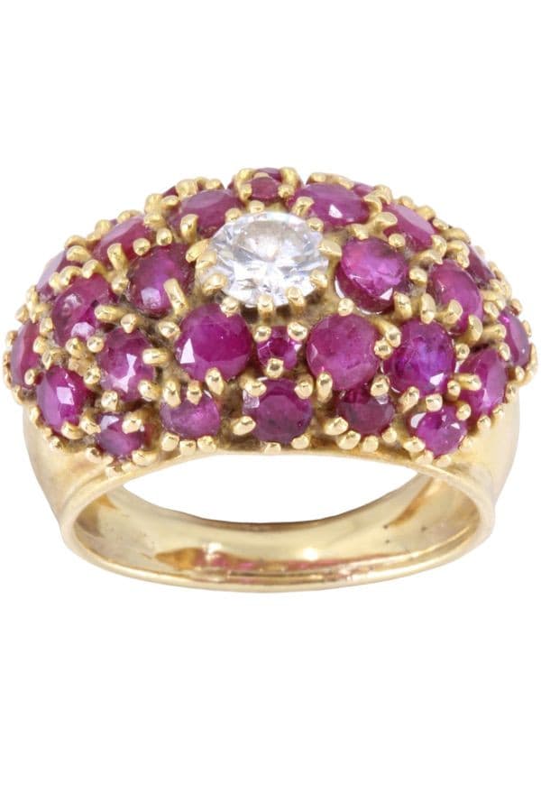 BAGUE DÔME RUBIS ET DIAMANT — vue 1