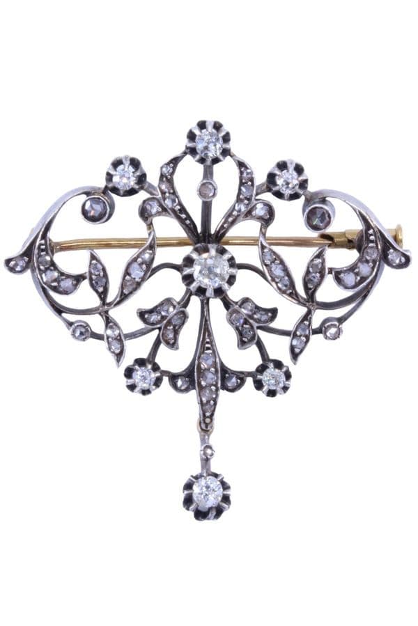 BROCHE ART-NOUVEAU DIAMANTS — vue 1