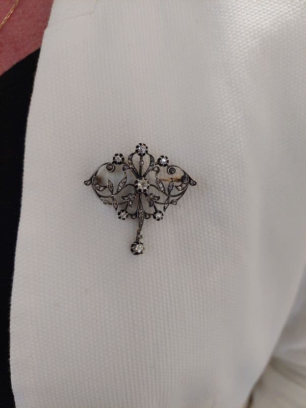 BROCHE ART-NOUVEAU DIAMANTS — vue 2
