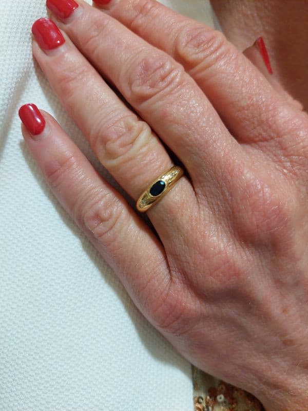 BAGUE MODERNE SAPHIR ET DIAMANTS — vue 2