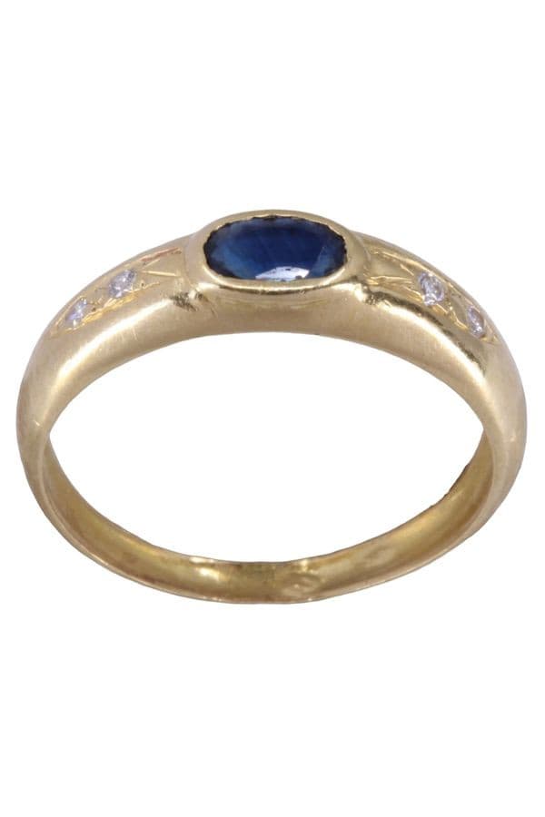 BAGUE MODERNE SAPHIR ET DIAMANTS — vue 1