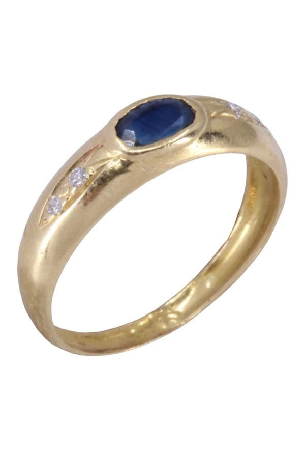 BAGUE MODERNE SAPHIR ET DIAMANTS — vue 4