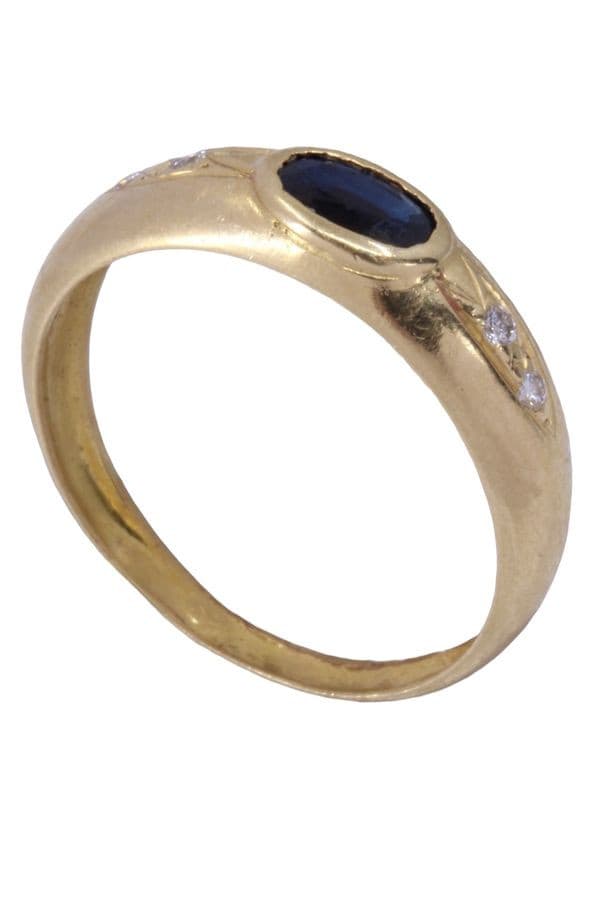 BAGUE MODERNE SAPHIR ET DIAMANTS — vue 5