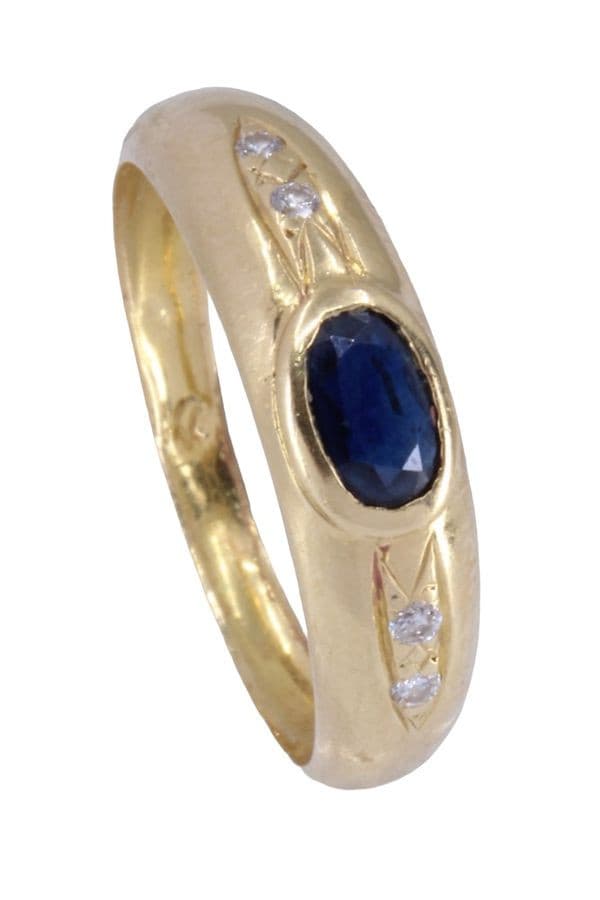 BAGUE MODERNE SAPHIR ET DIAMANTS — vue 3
