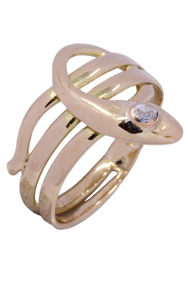 BAGUE SERPENT ANCIENNE DIAMANT — vue 3